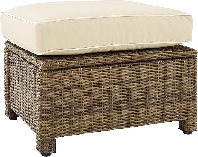 Bradenton Wicker Outdoor Ottoman with Sangria Cushions