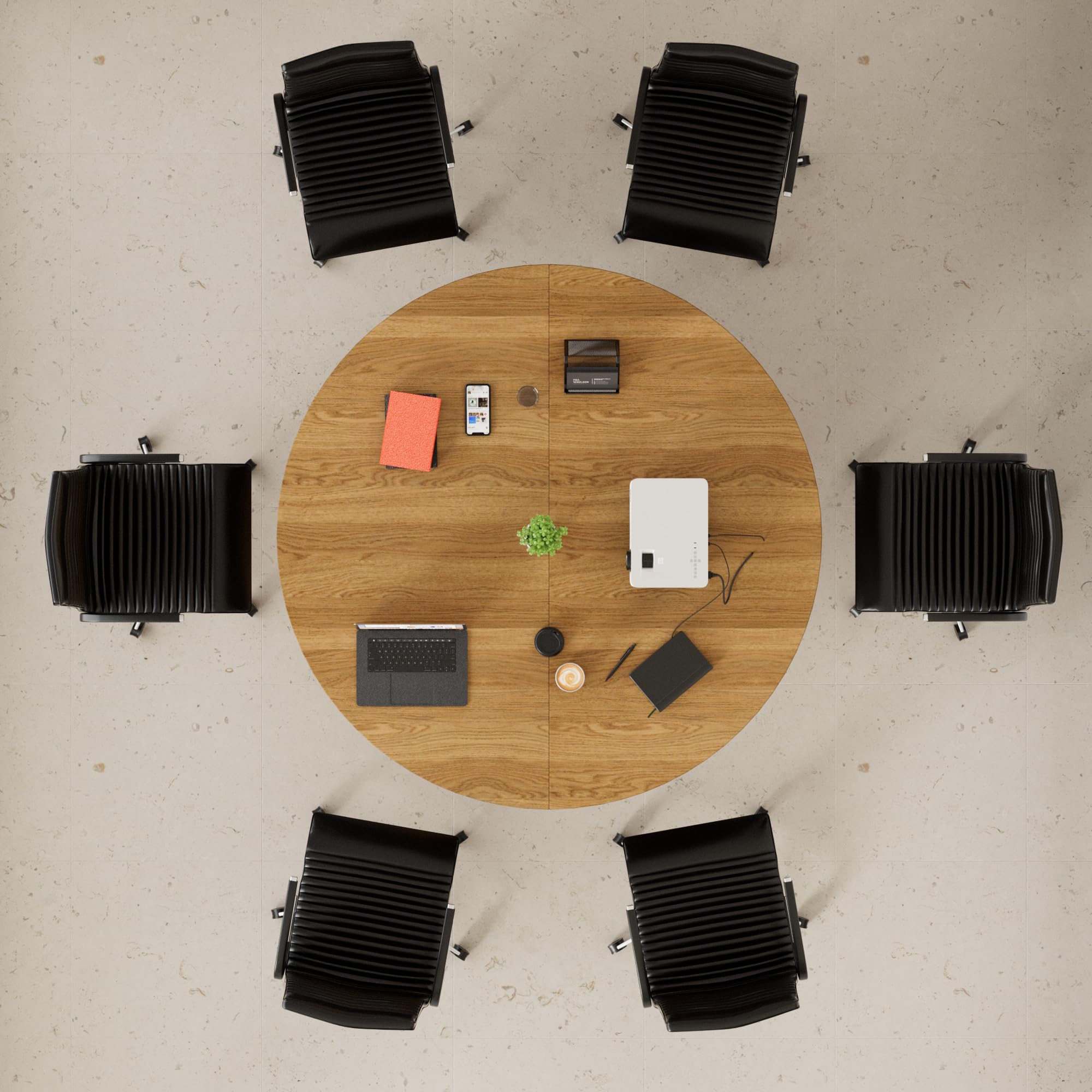 Expandable Executive Conference Table Natural Wood Grain