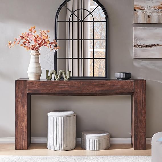 Modern Entryway Console Table with Drawers 63 Inch