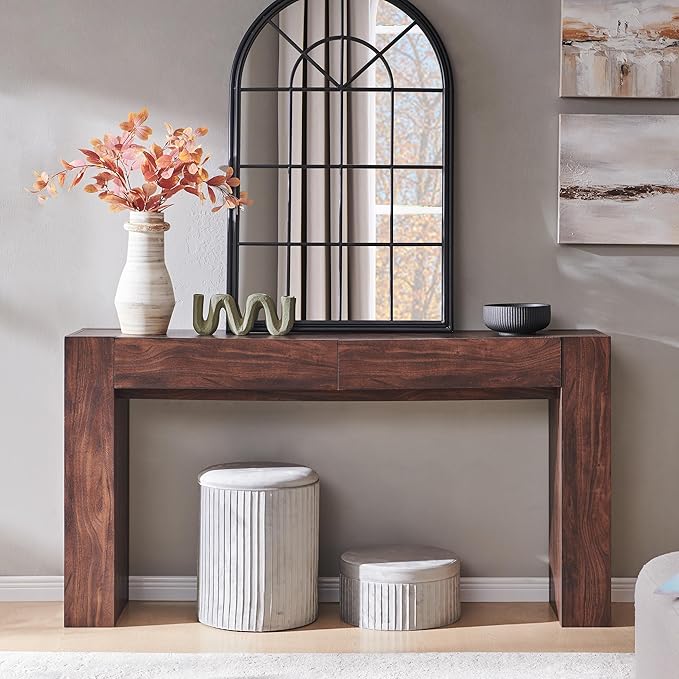 Modern Entryway Console Table with Drawers 63 Inch
