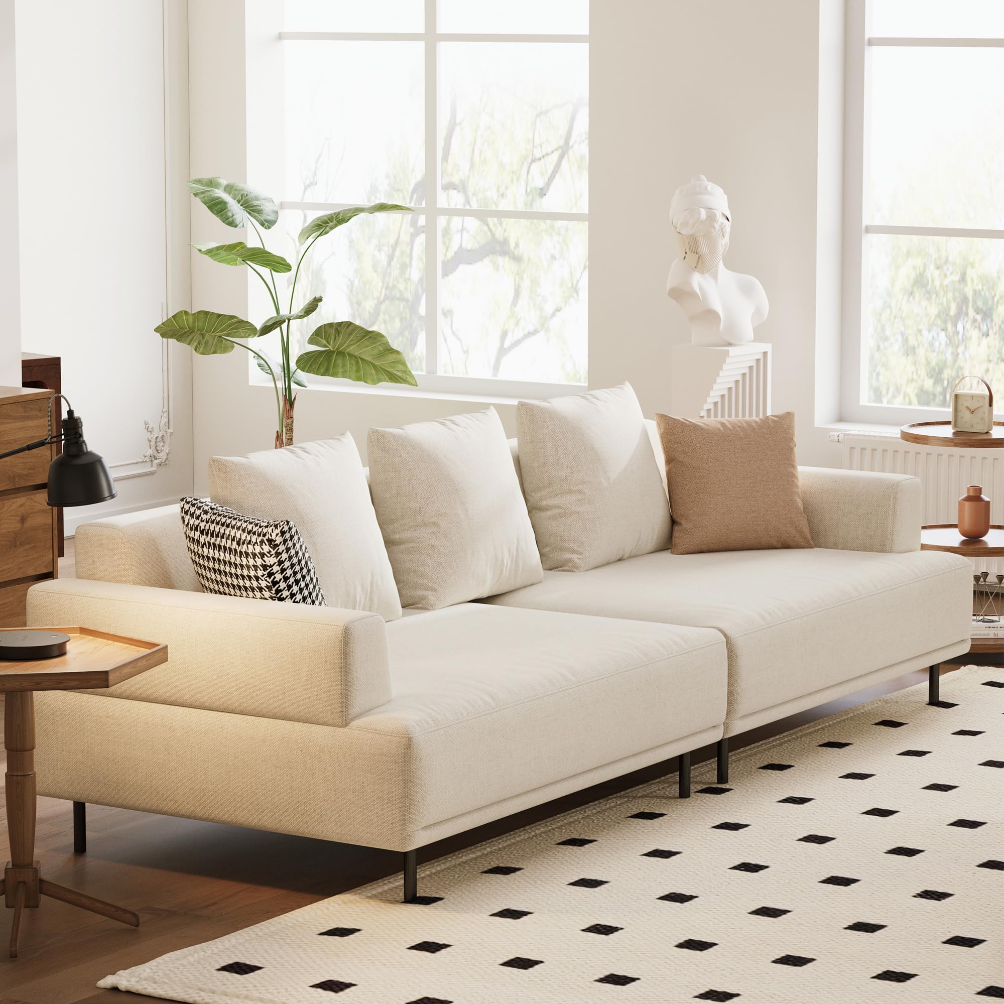 Modular Sectional Sofa 109.4" Wide Mid-Century Modern Fabric Couch