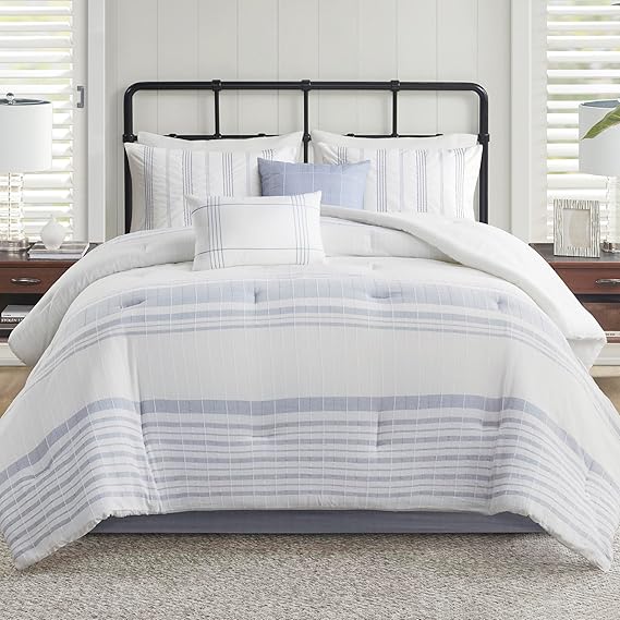 Morgan Cotton Comforter Set - King Size Striped Jacquard Bedding