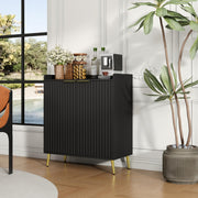 Modern Wine Bar Cabinet with Fluted Door and Glass Holder