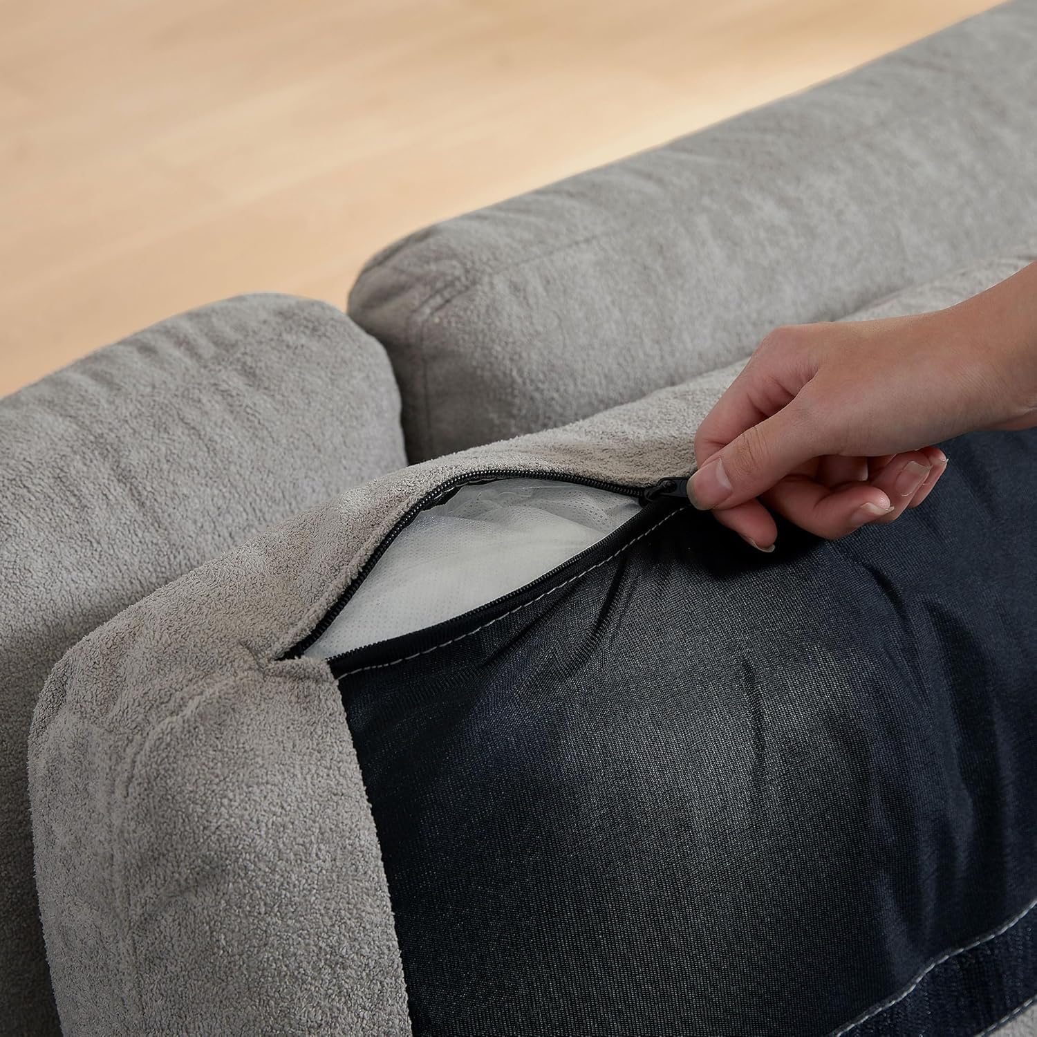 102" L-Shaped Convertible Sectional Sofa with Back Cushions