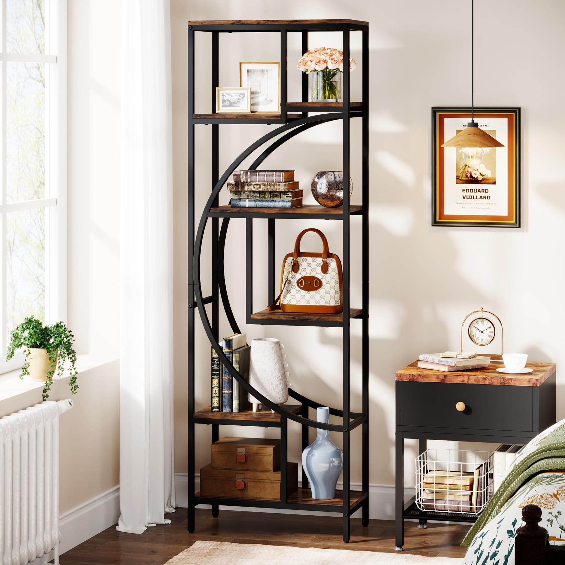 Geometric Bookshelf 70.9" Tall 7-Shelf Storage Unit