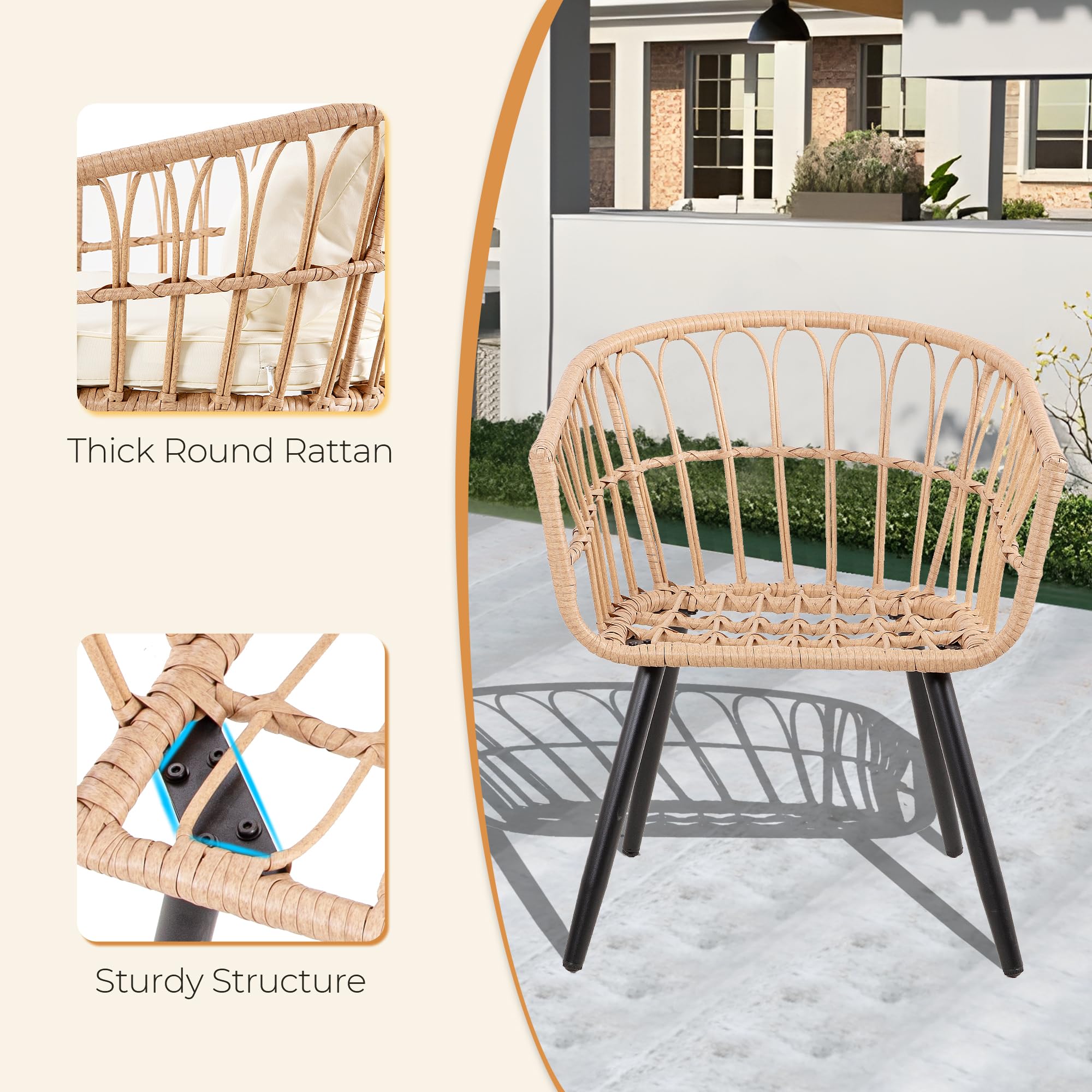 5 Piece Patio Bistro Set with Ottoman