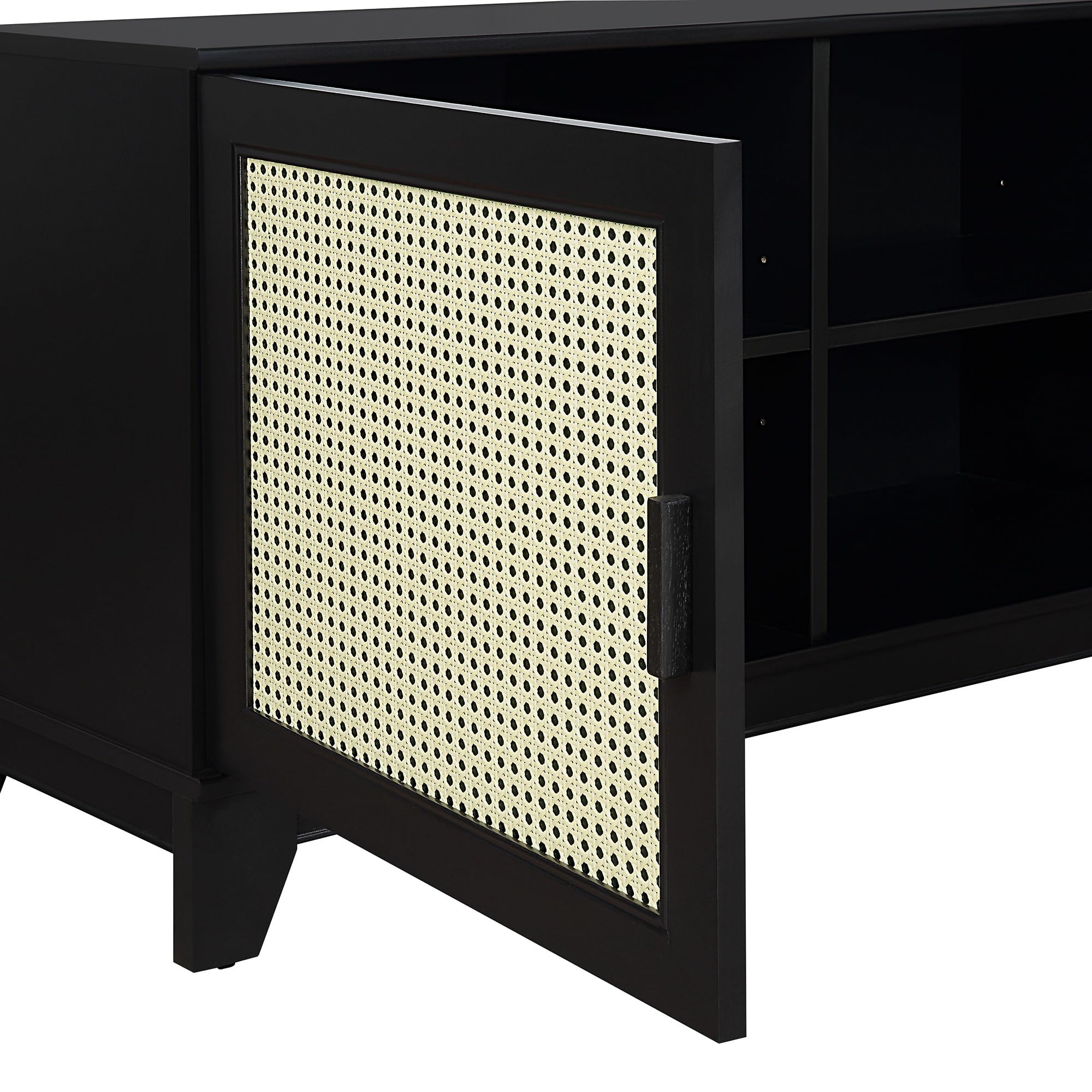 Mid-Century Modern Cane TV Stand 55 Inch