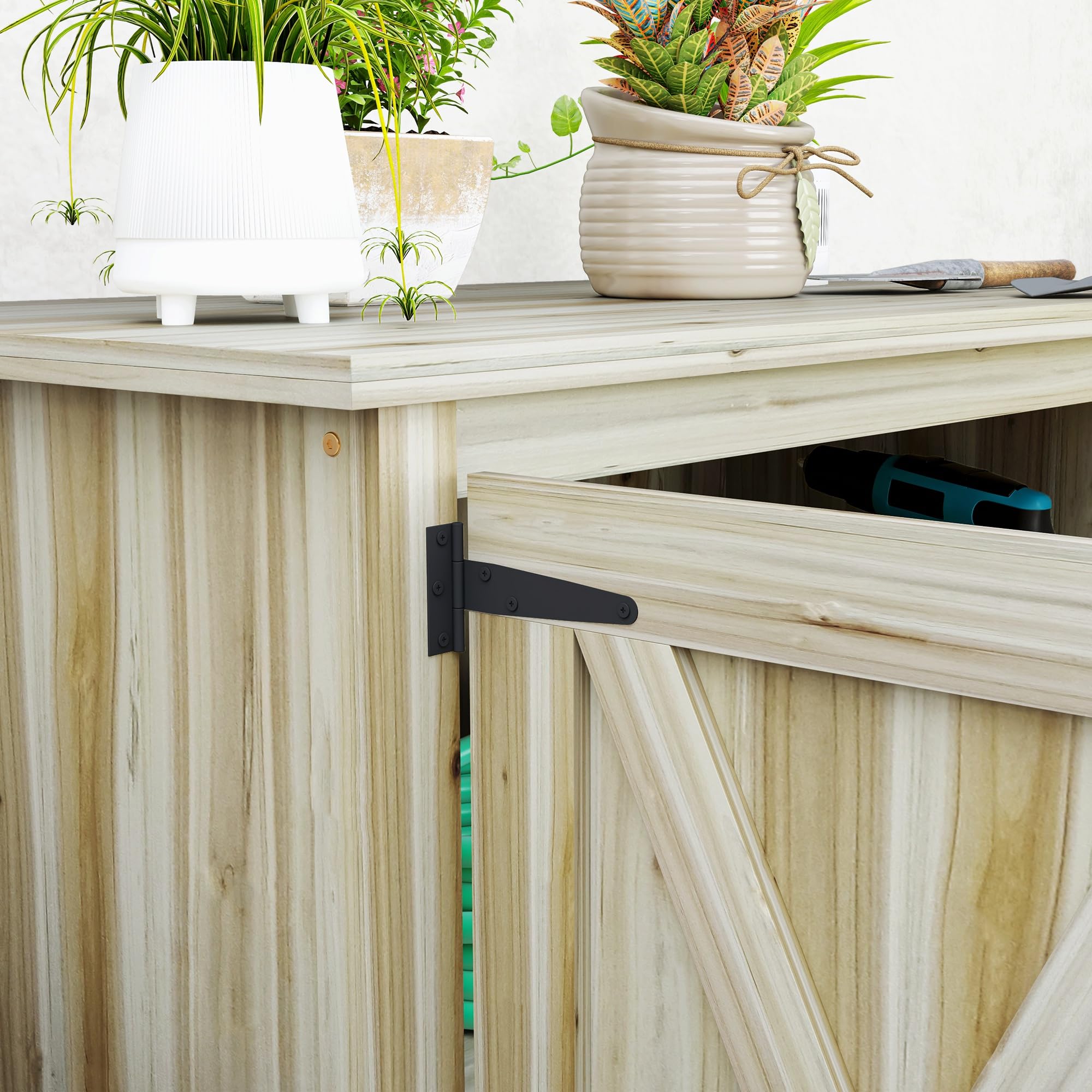 Wood Garden Shed with Inner Shelf and Double Doors