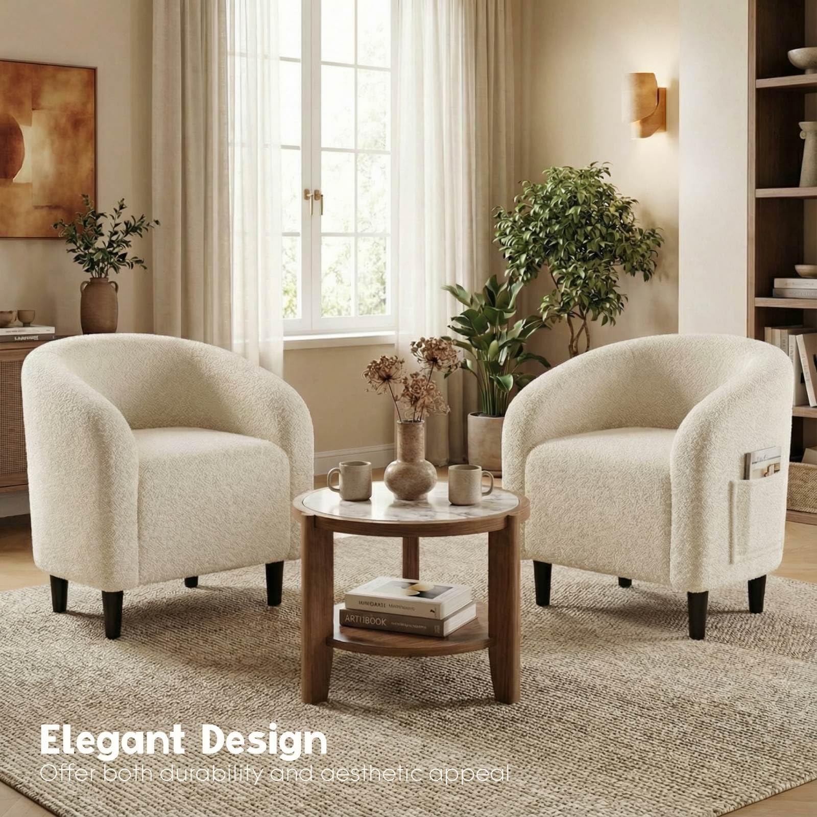 Modern Accent Barrel Chair with Side Pocket