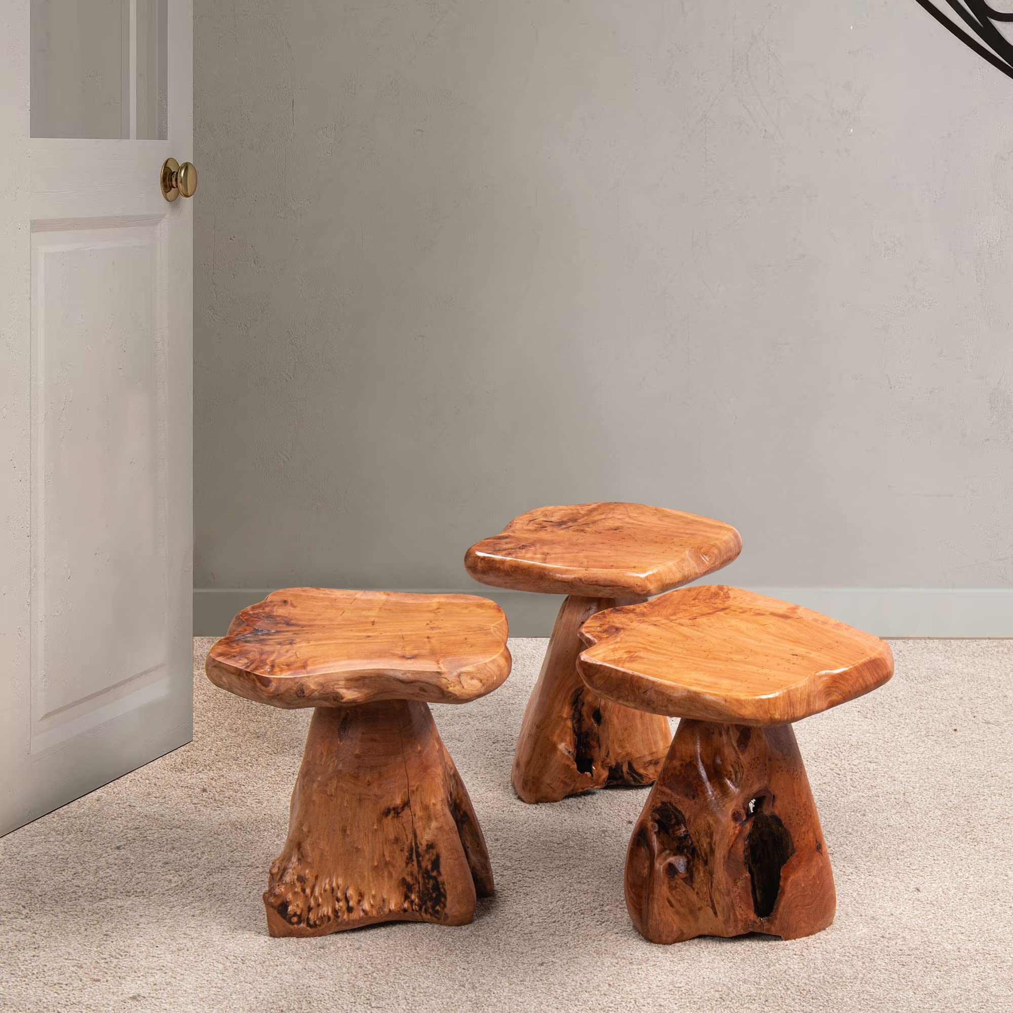 Cedar Wood Tree Stump Stool Live Edge Natural Side Table