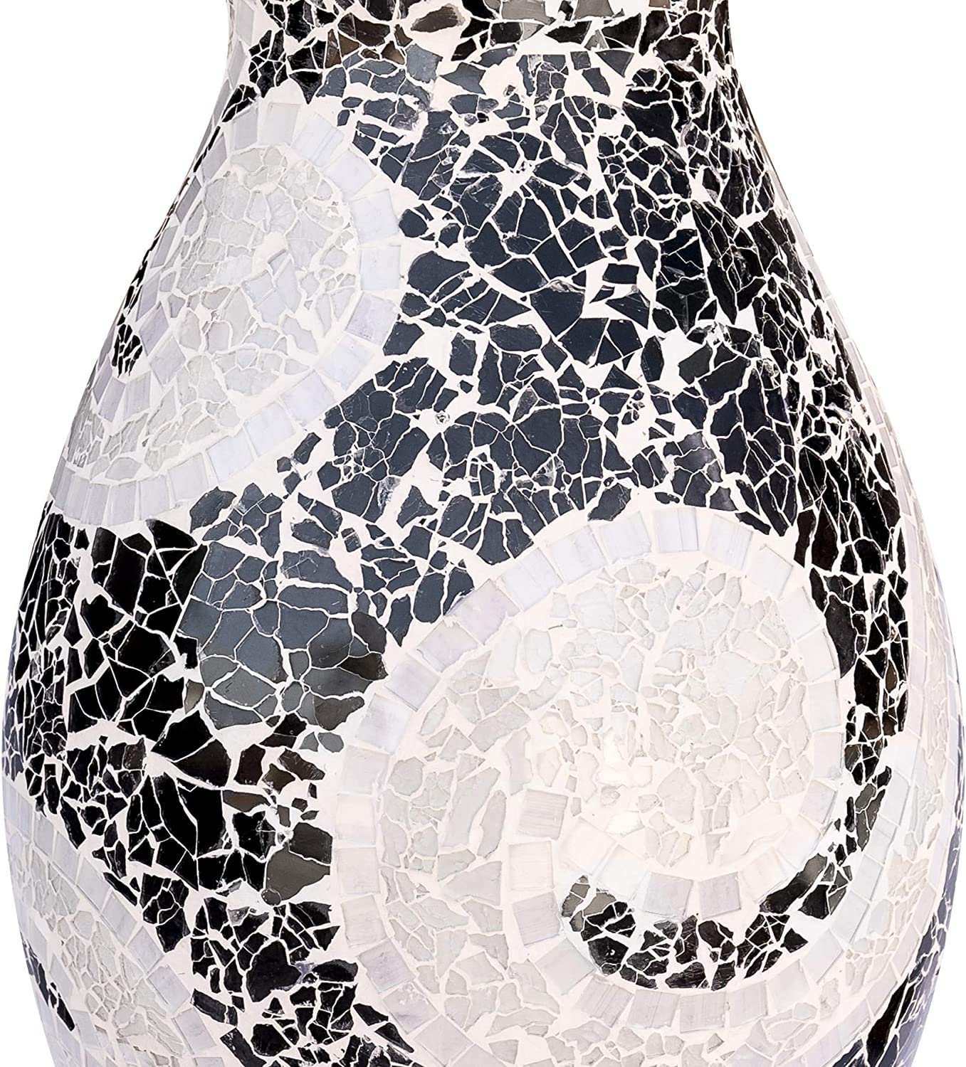 18 Inch Mosaic Floor Vase - Black and White Terracotta Cylinder