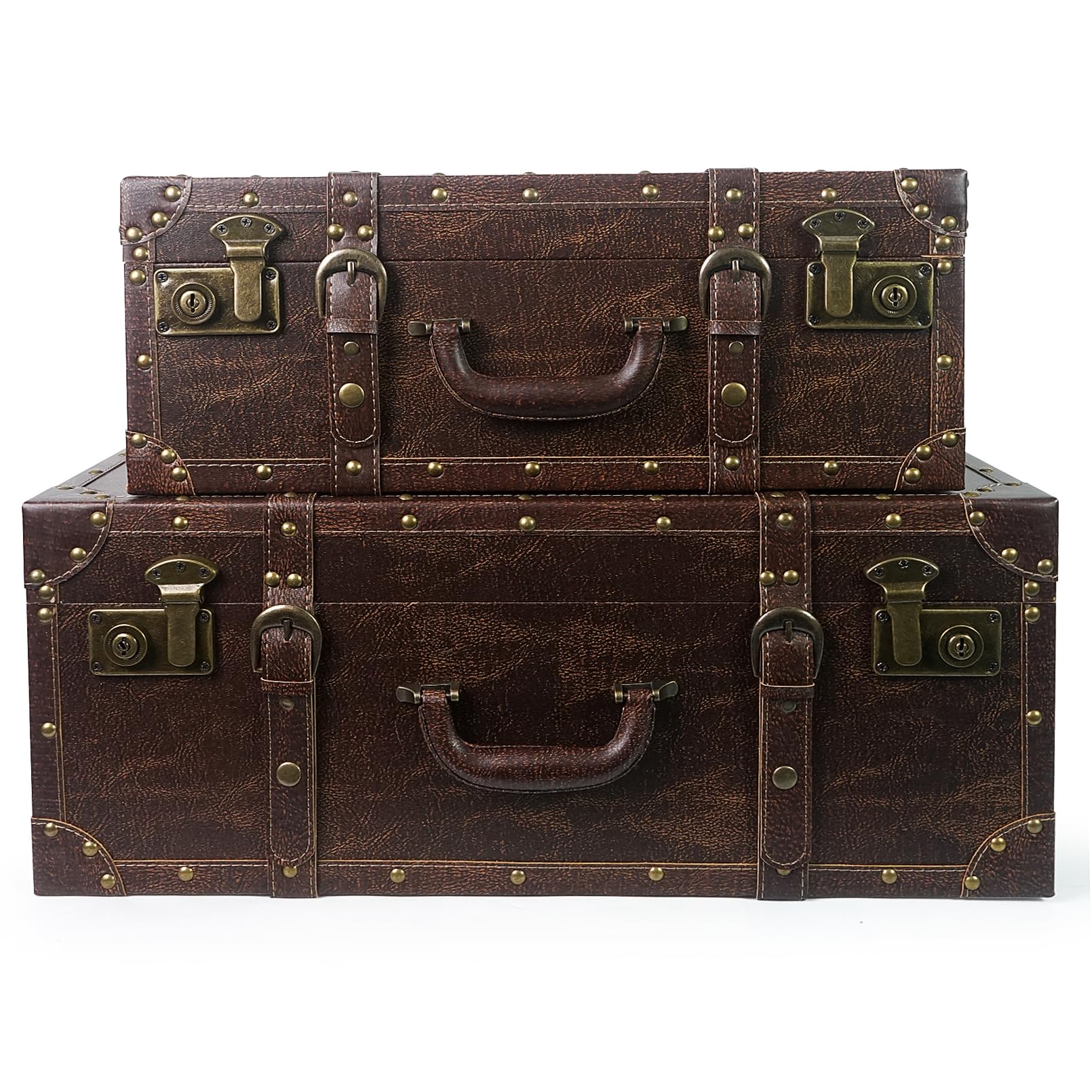 Vintage Wooden Storage Suitcase Set of 2