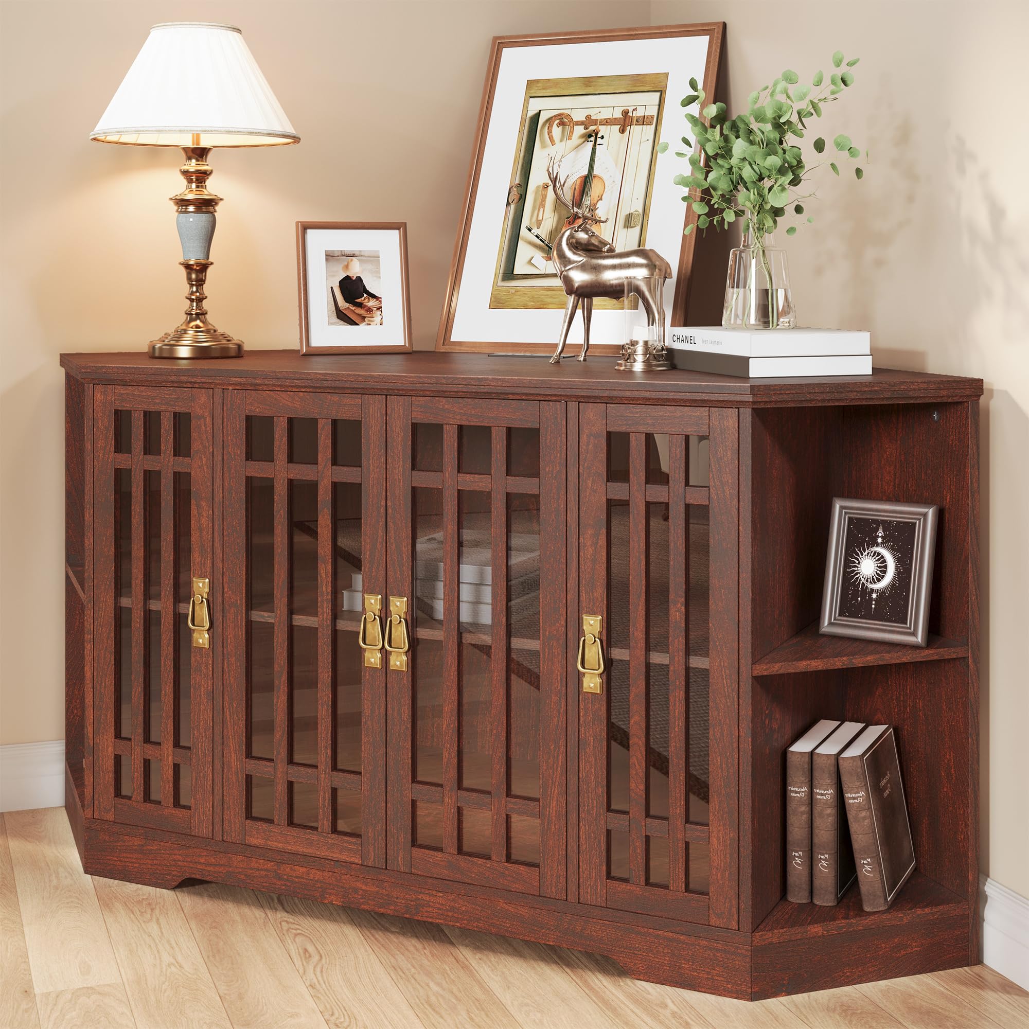 Corner TV Stand with Power Outlet and Storage