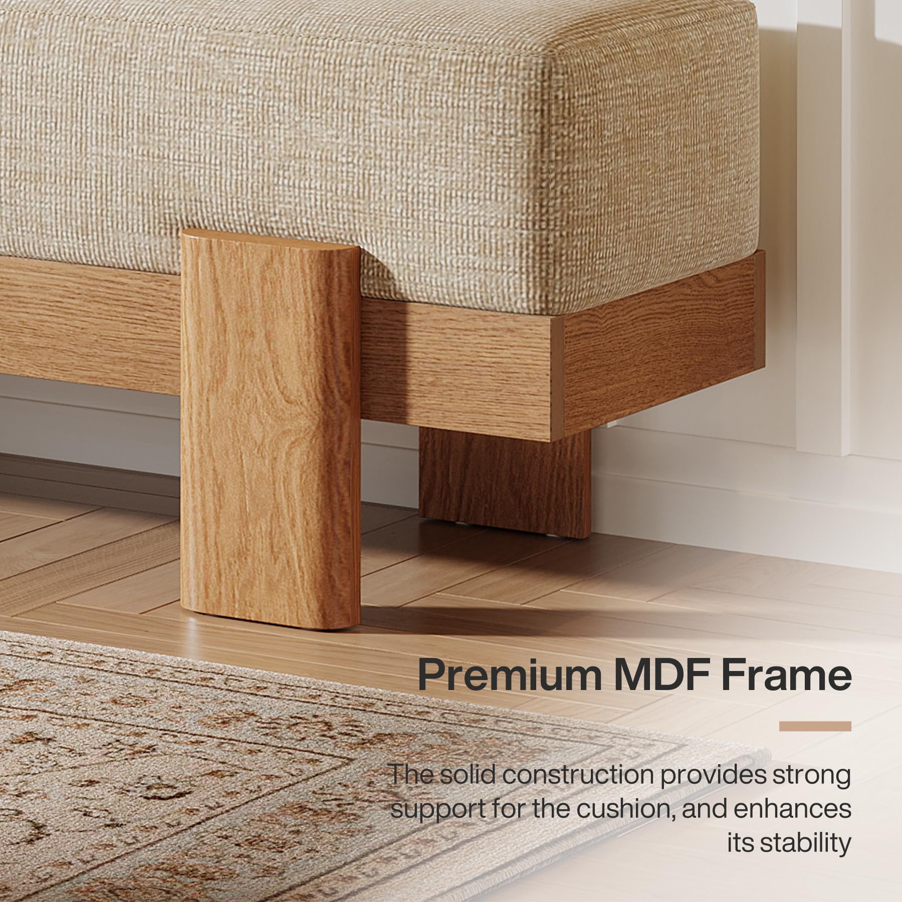 55-Inch Upholstered Entryway Bench with Fabric Padded Seat