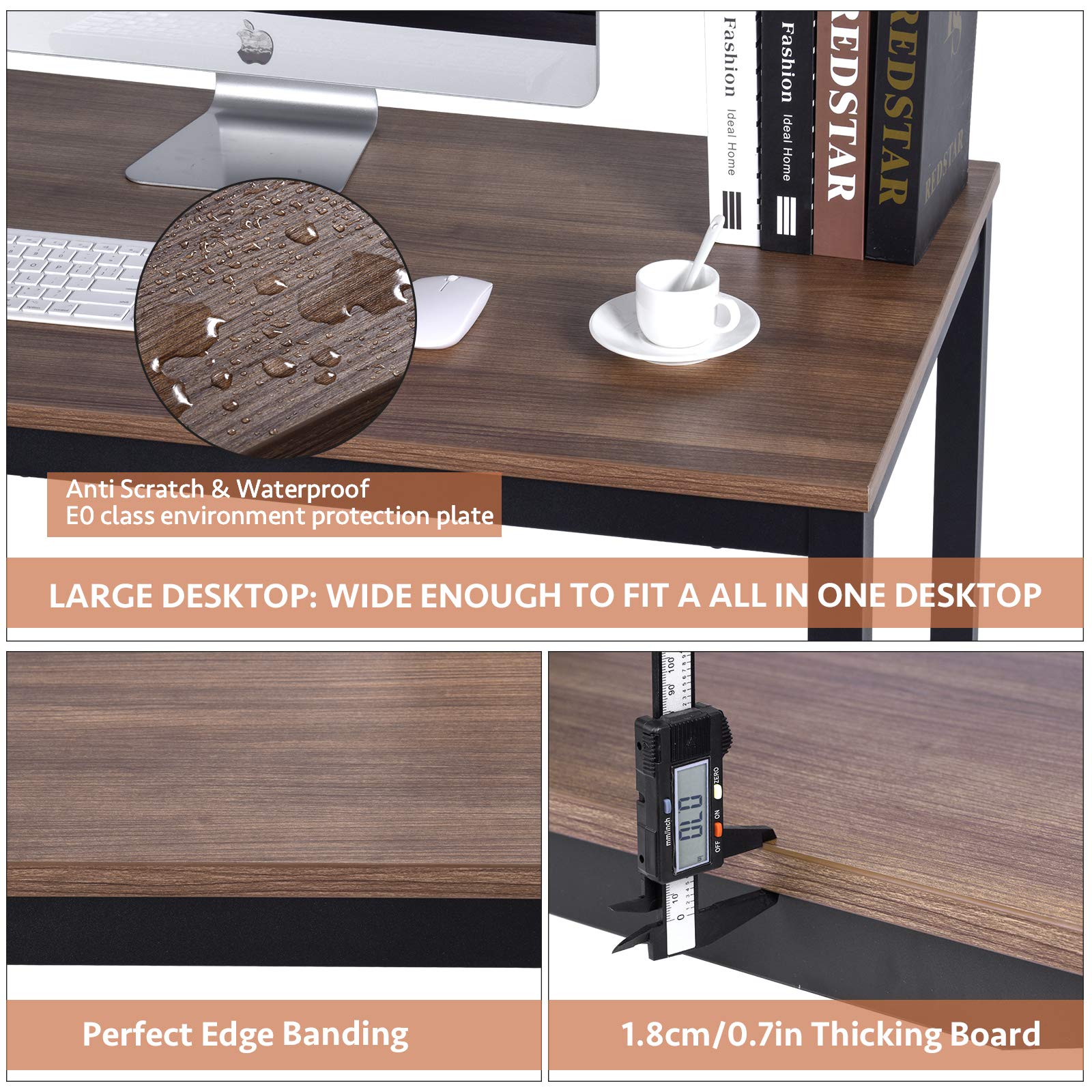 59 Inch Computer Desk with Walnut Finish