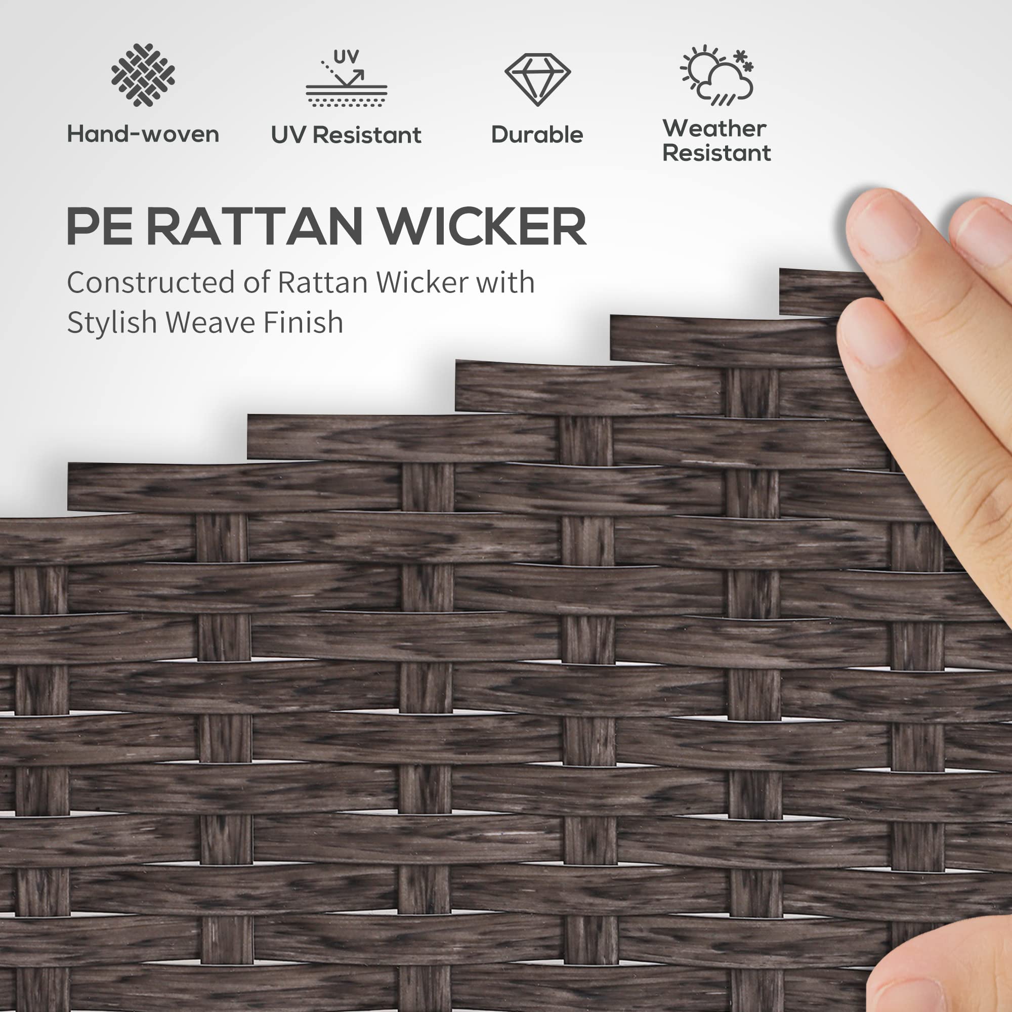 5-Piece Rattan Wicker Patio Conversation Set with Cushioned Chairs and Glass Coffee Table