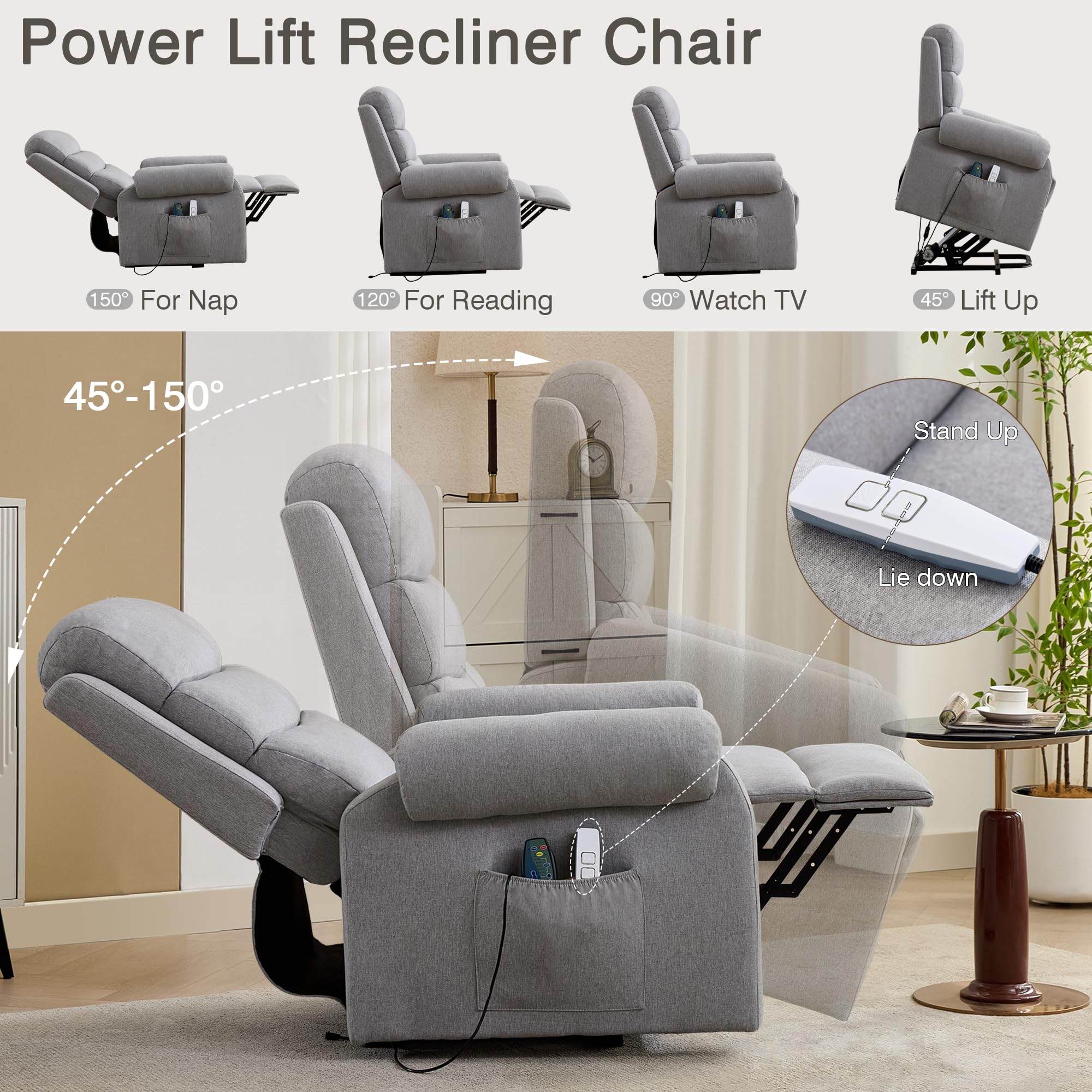 Power Lift Recliner Chair with Heat and Massage