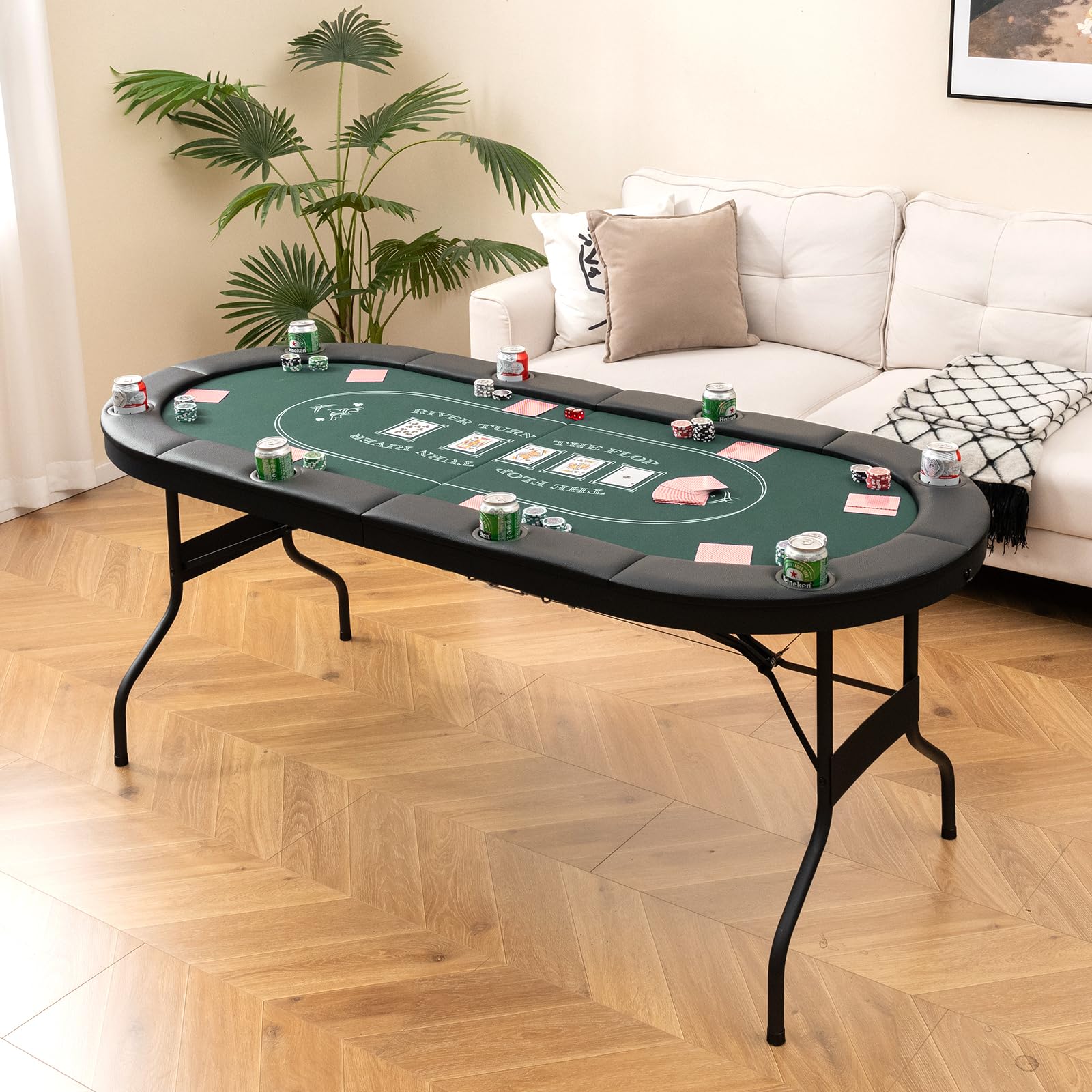 72" Foldable Poker Table for 8 Players