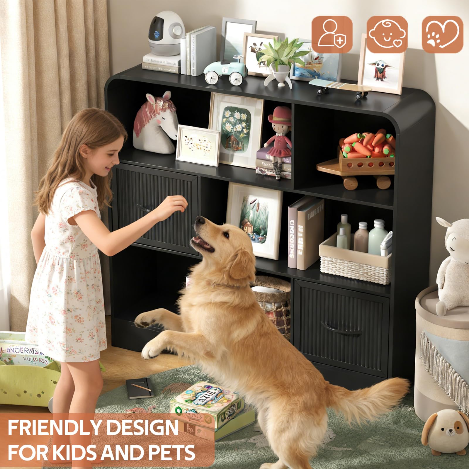 6 Cube Storage Organizer with 2 Fabric Bins