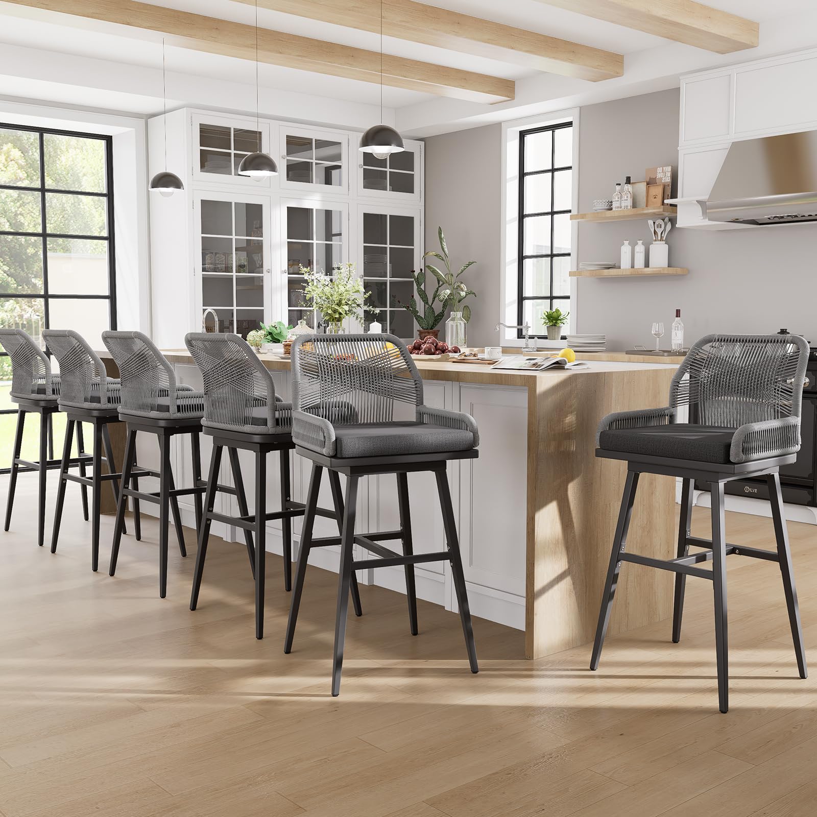 Outdoor Swivel Bar Stools Set of 6