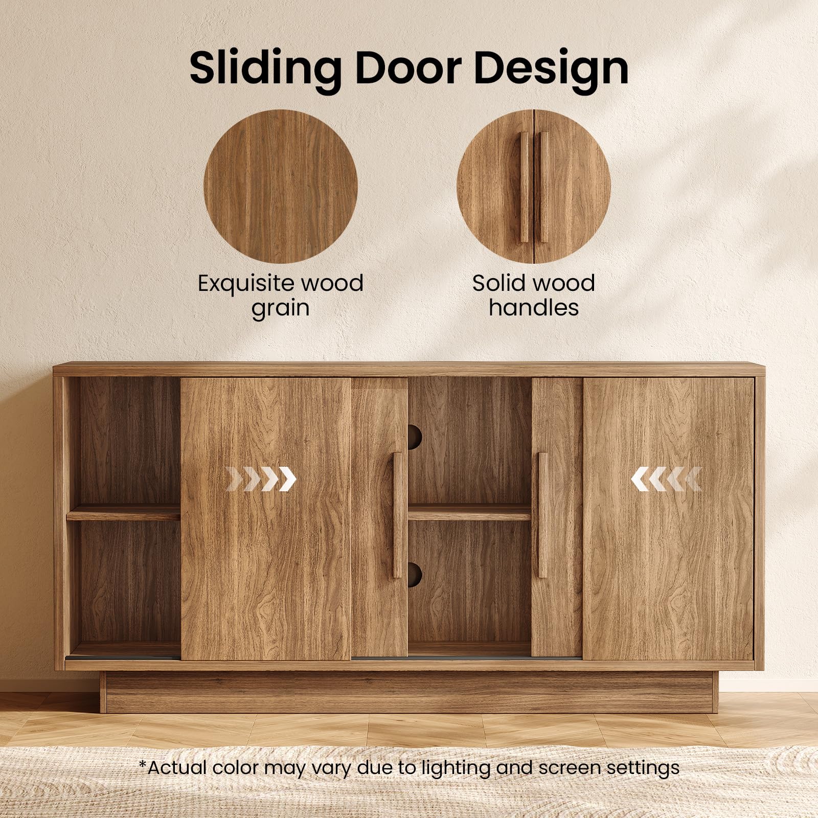 63" Sideboard Buffet Cabinet with 4 Sliding Doors