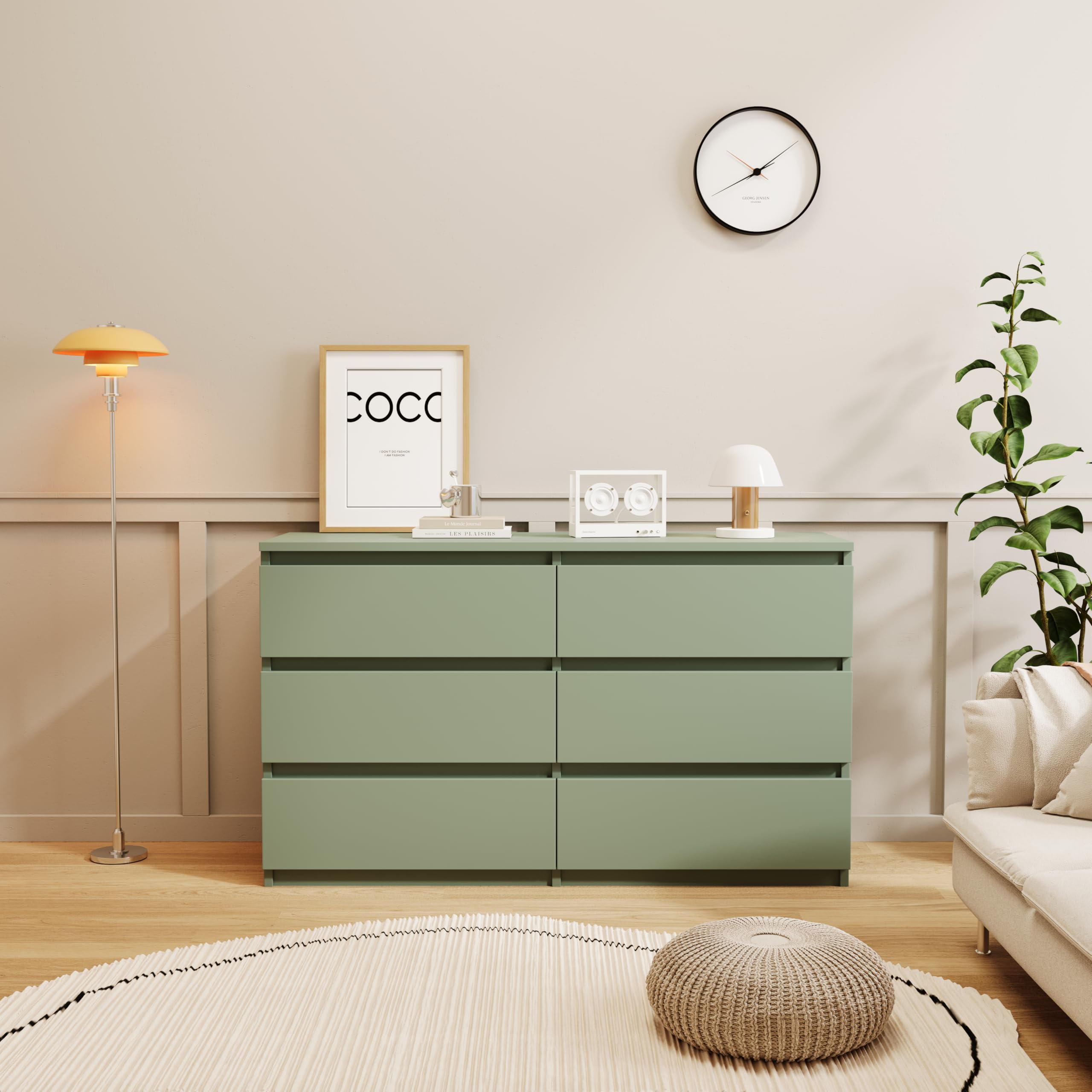 6-Drawer Dresser with Extra Deep Sliding Drawers