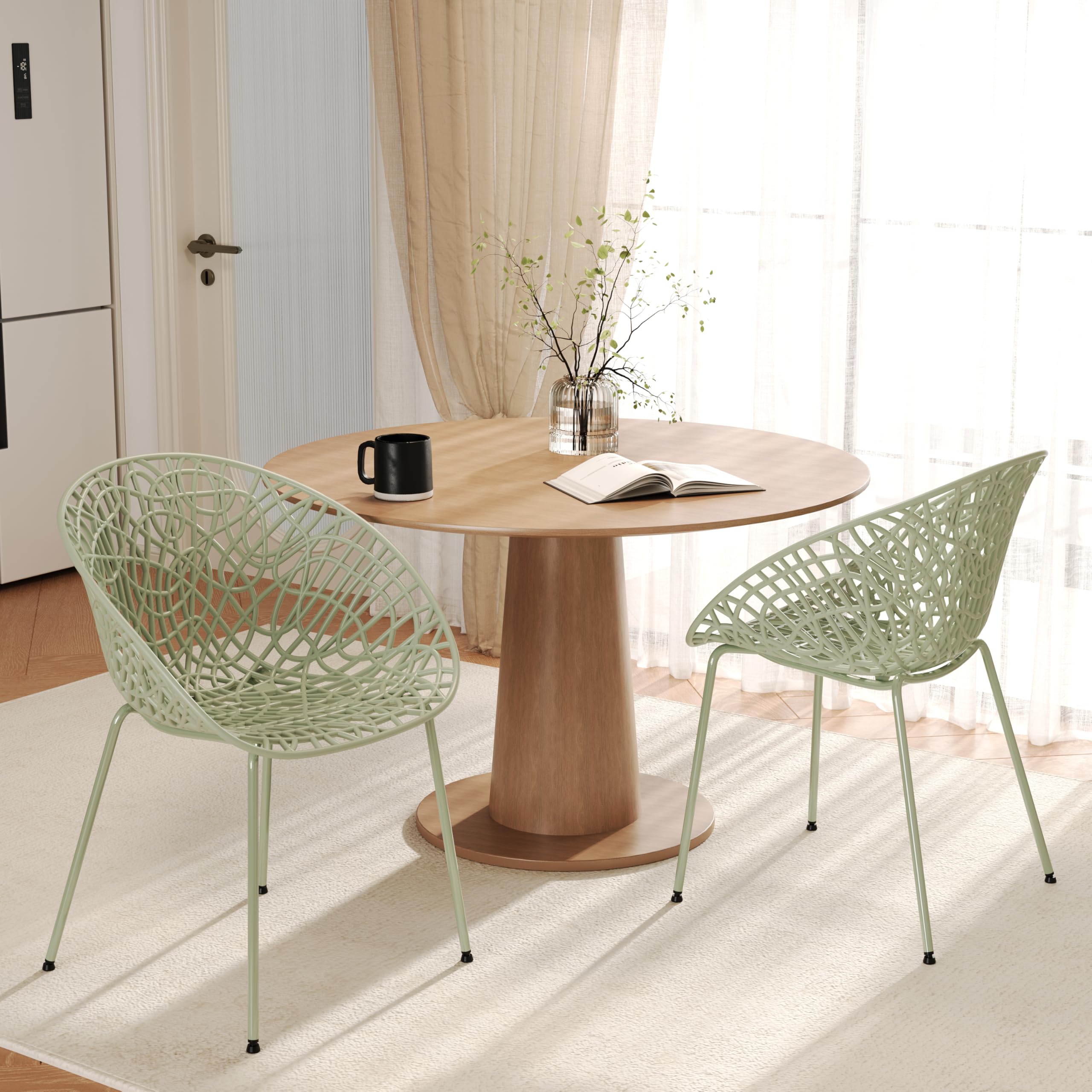 Outdoor Dining Chair Set of 2 - Weather-Resistant Perforated Side Chairs