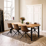 Acacia Wood Dining Table for 6 with Iron Legs