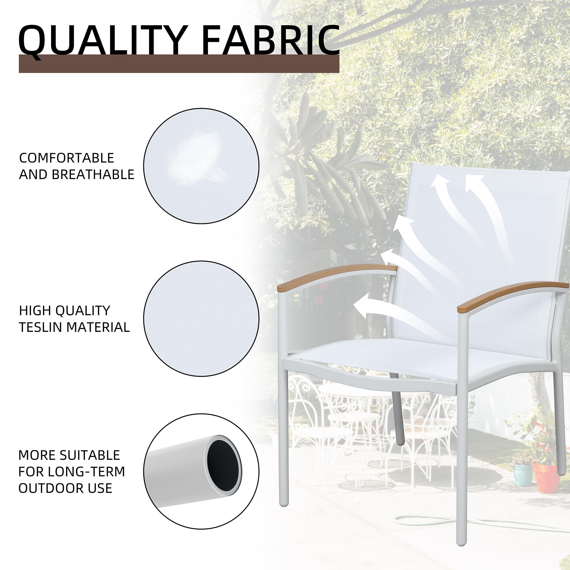 3 Pieces Patio Bistro Set Outdoor Textilene Fabric Conversation Set