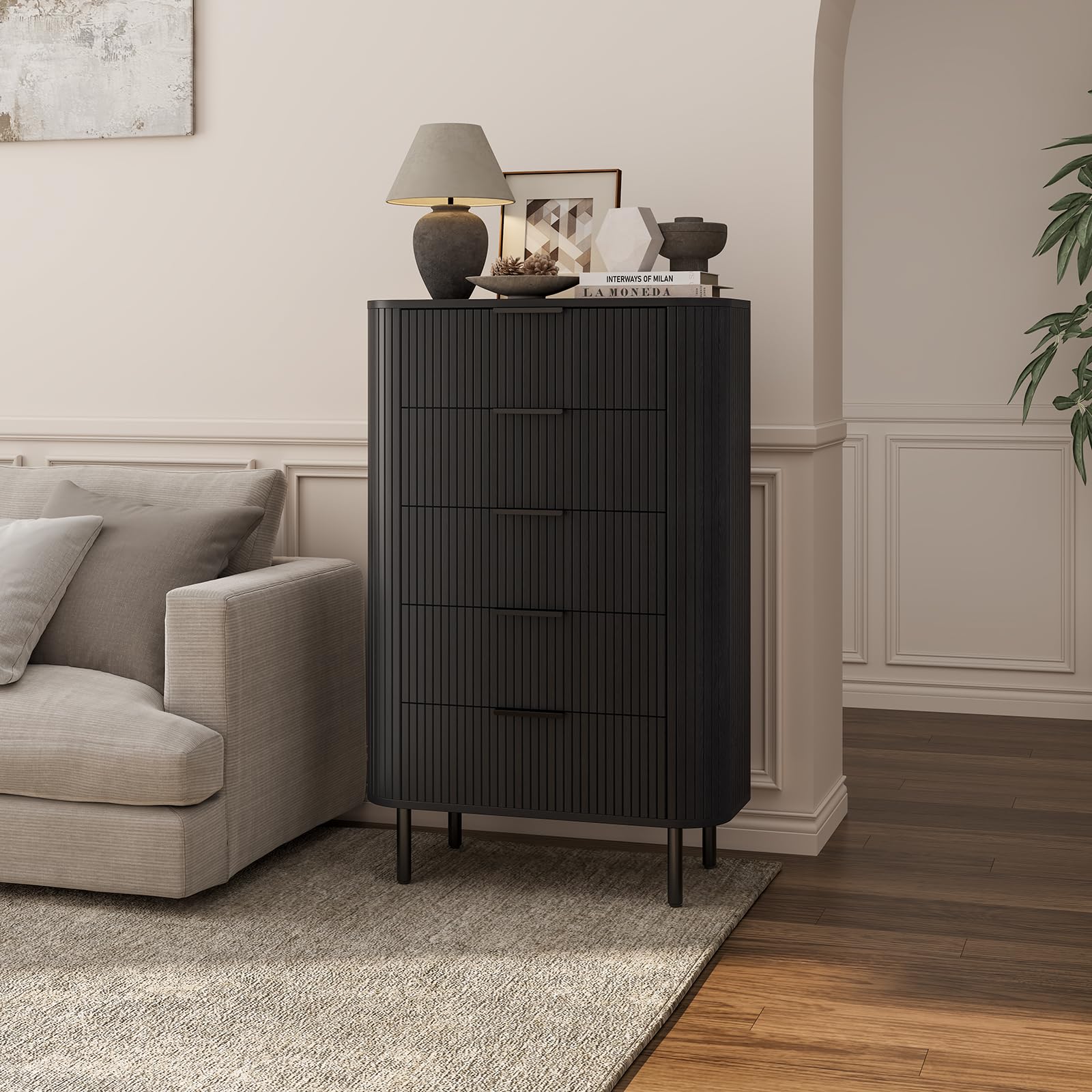 Fluted Dresser with 5 Drawers