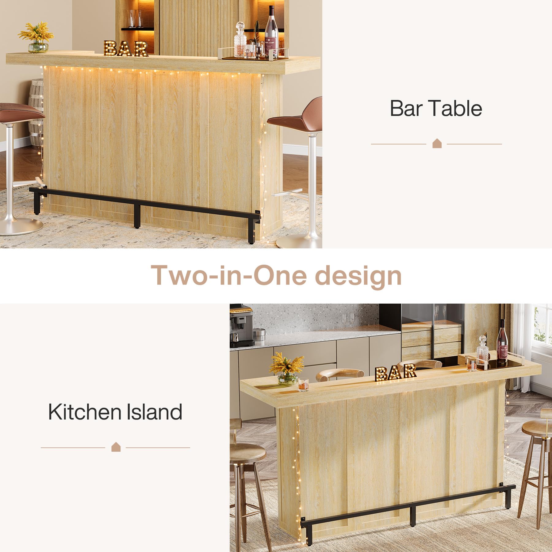 4-Tier Bar Table with Storage and Footrest