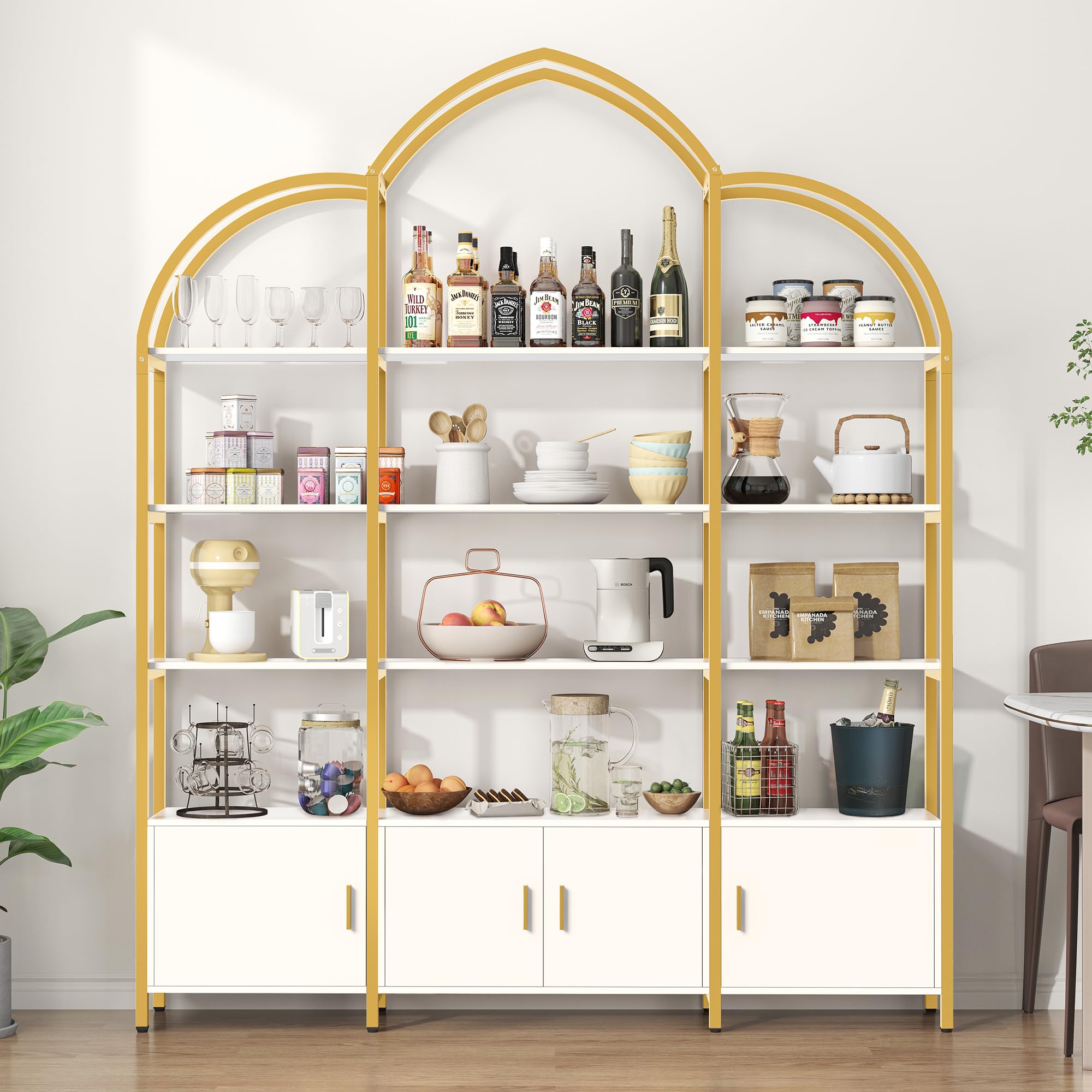 Arched Bookshelf with Storage