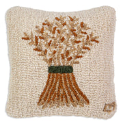 Wheat Sheaf Hand-Hooked Wool Throw Pillow 14x14