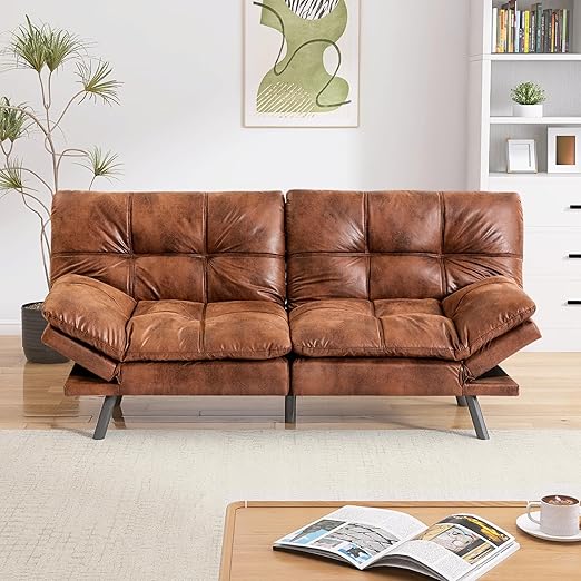 71" Convertible Futon Sofa Bed with Memory Foam