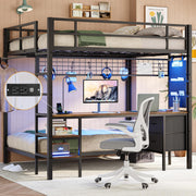 Full Over Twin Bunk Bed with Desk and Charging Station