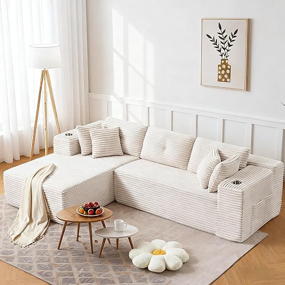 105" L-Shaped Modular Sectional Sofa with Deep Seat and Chaise