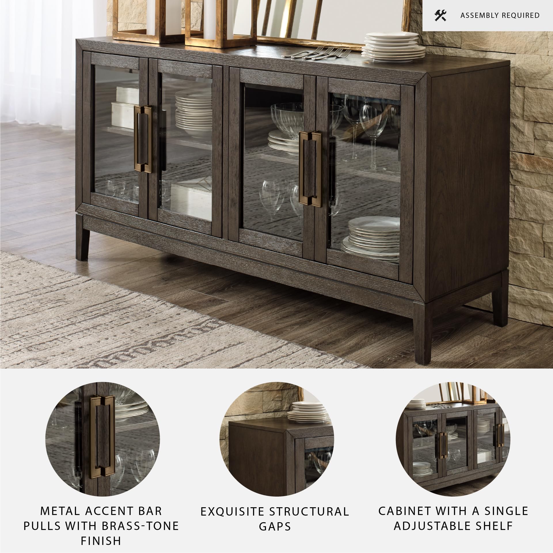 Burkhaus Dining Server with Glass Front Cabinets
