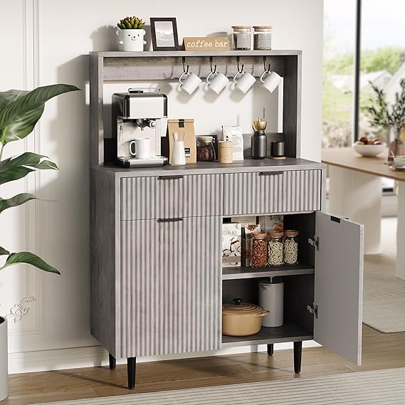 Fluted Sideboard Buffet Cabinet with Storage