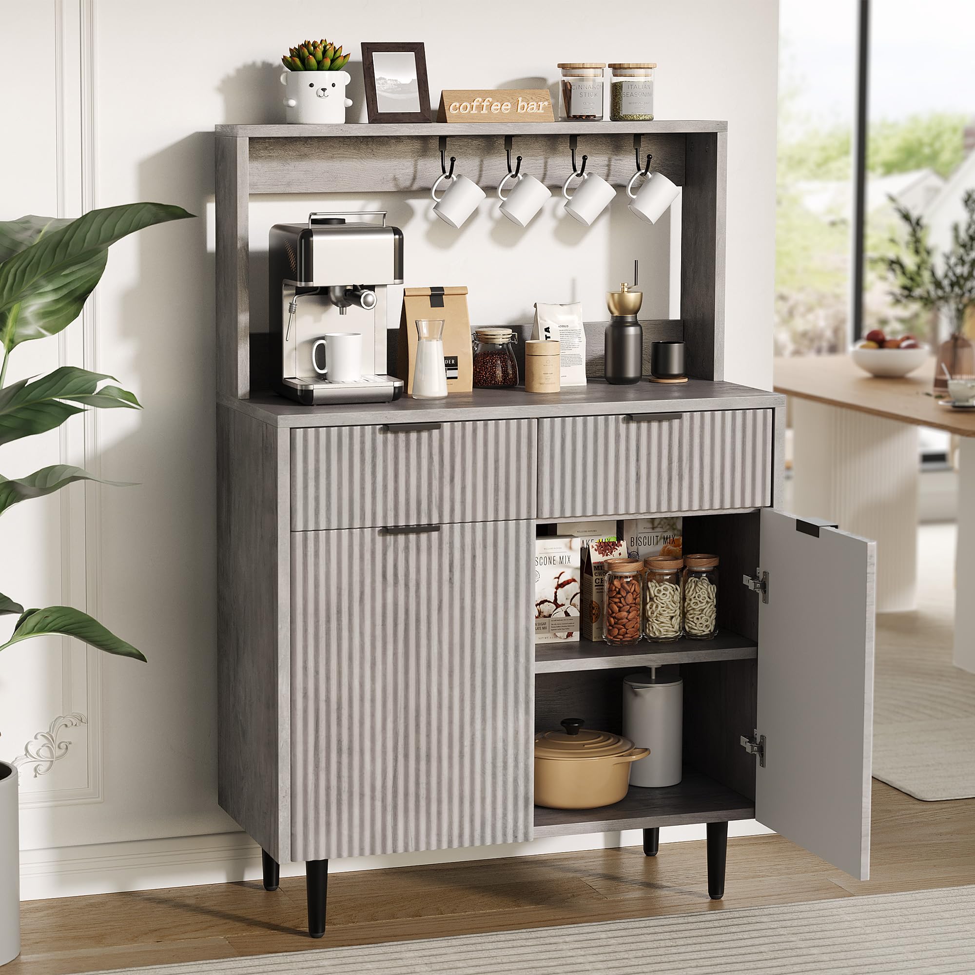 Fluted Sideboard Buffet Cabinet with Storage
