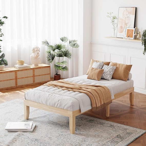 King Solid Wood Platform Bed Frame