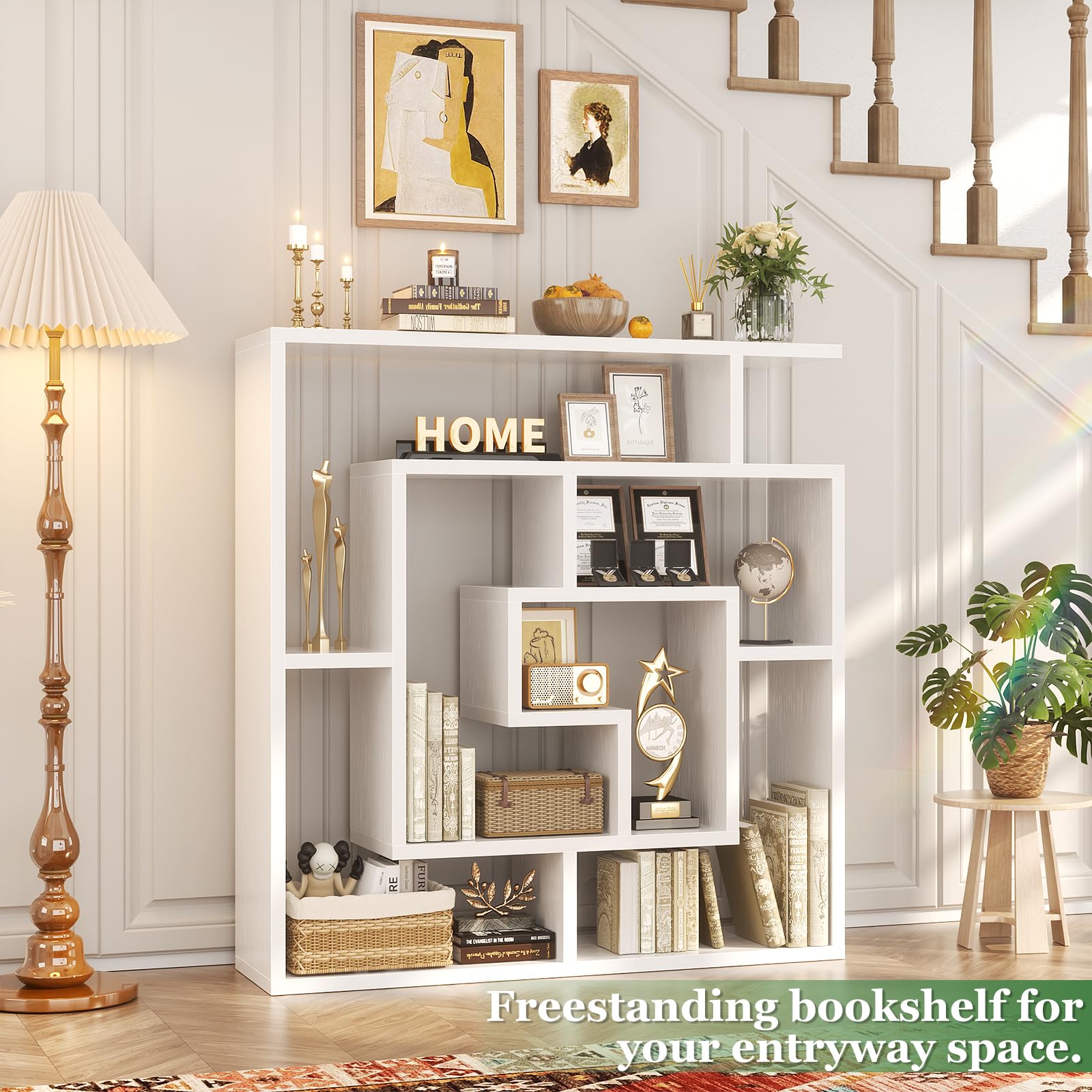 6 Tier Geometric Bookshelf Wall Mounted Display