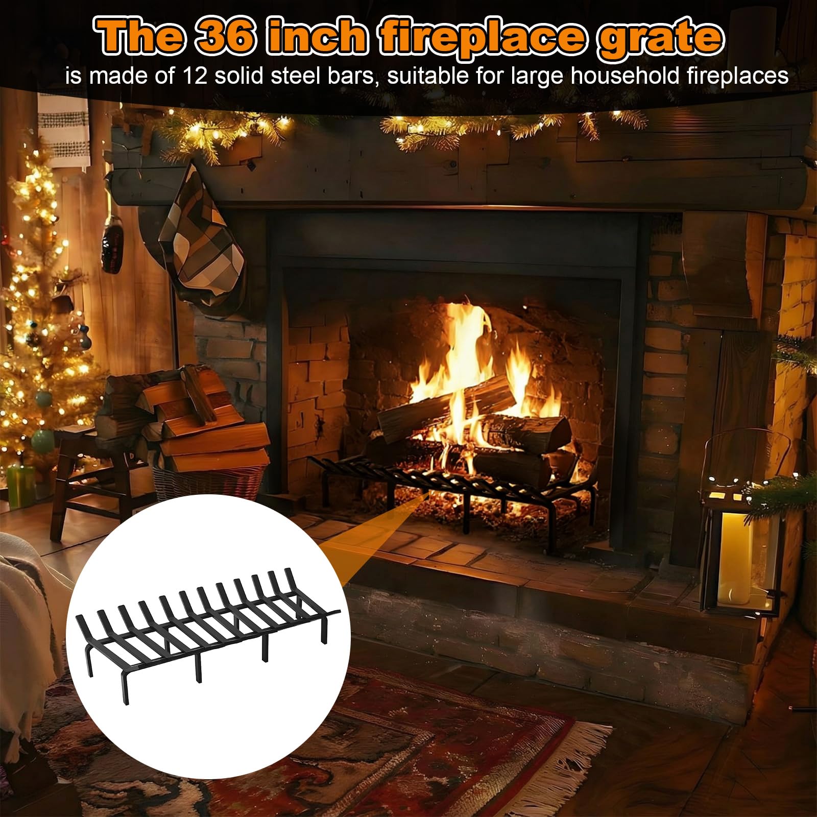 36 Inch Heavy Duty Fireplace Grate