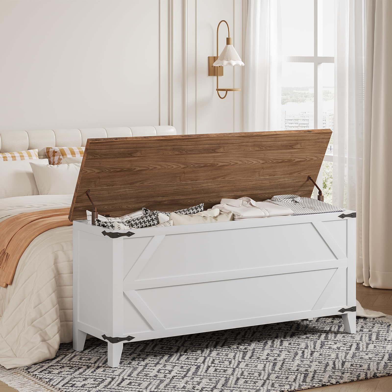 47.2" Toy Storage Bench with Safety Hinges