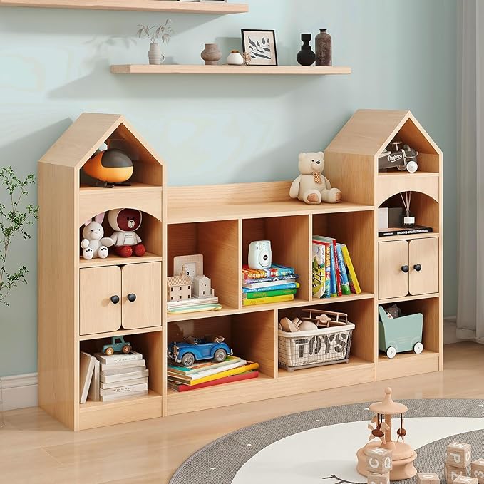 Castle-Themed Kids Bookshelf and Toy Storage Cabinet
