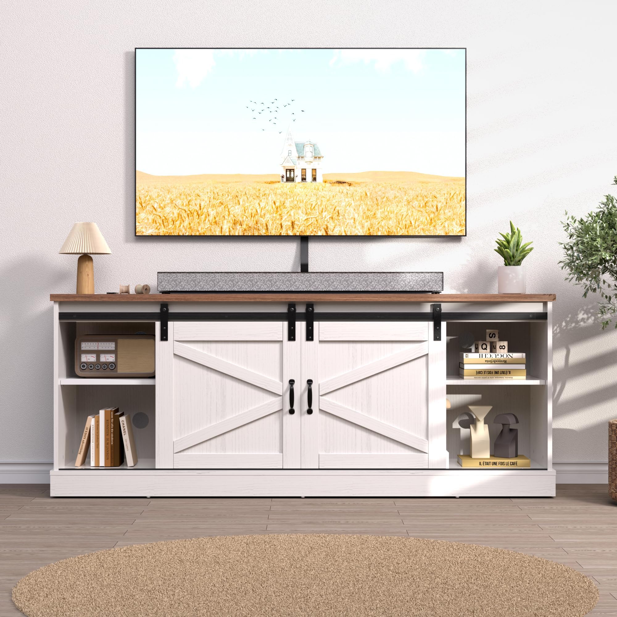 TV Stand Entertainment Center with Sliding Barn Doors