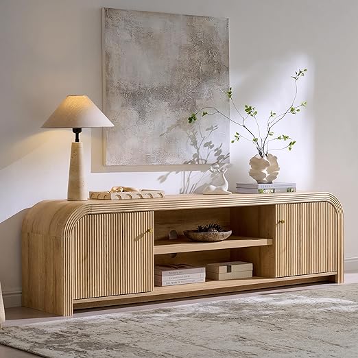 70" Modern Fluted TV Stand with Storage