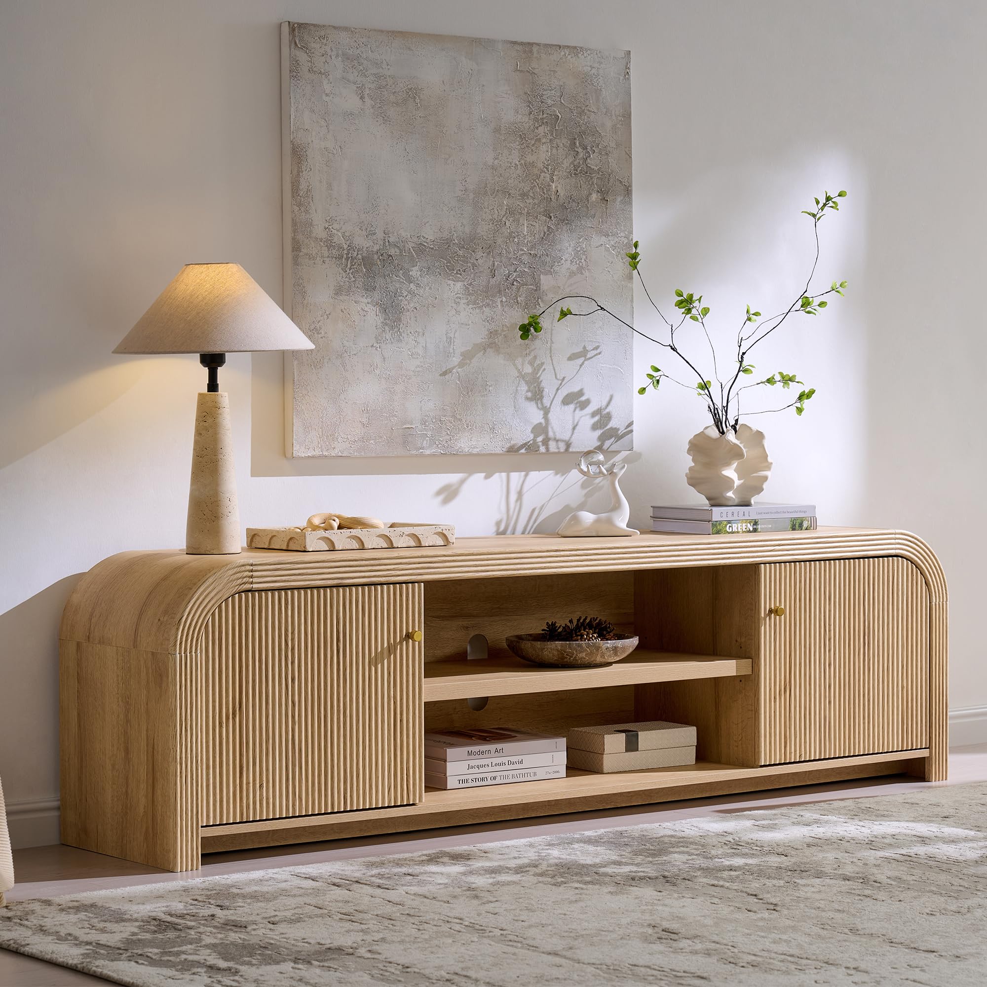 70" Modern Fluted TV Stand with Storage