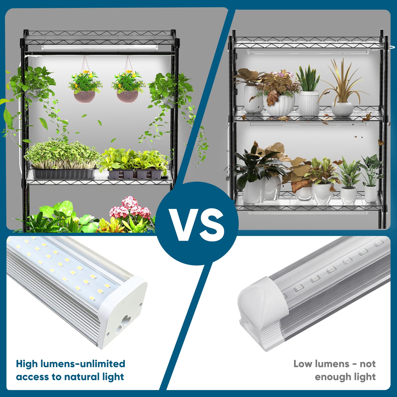 4-Tier Plant Shelf with Grow Light