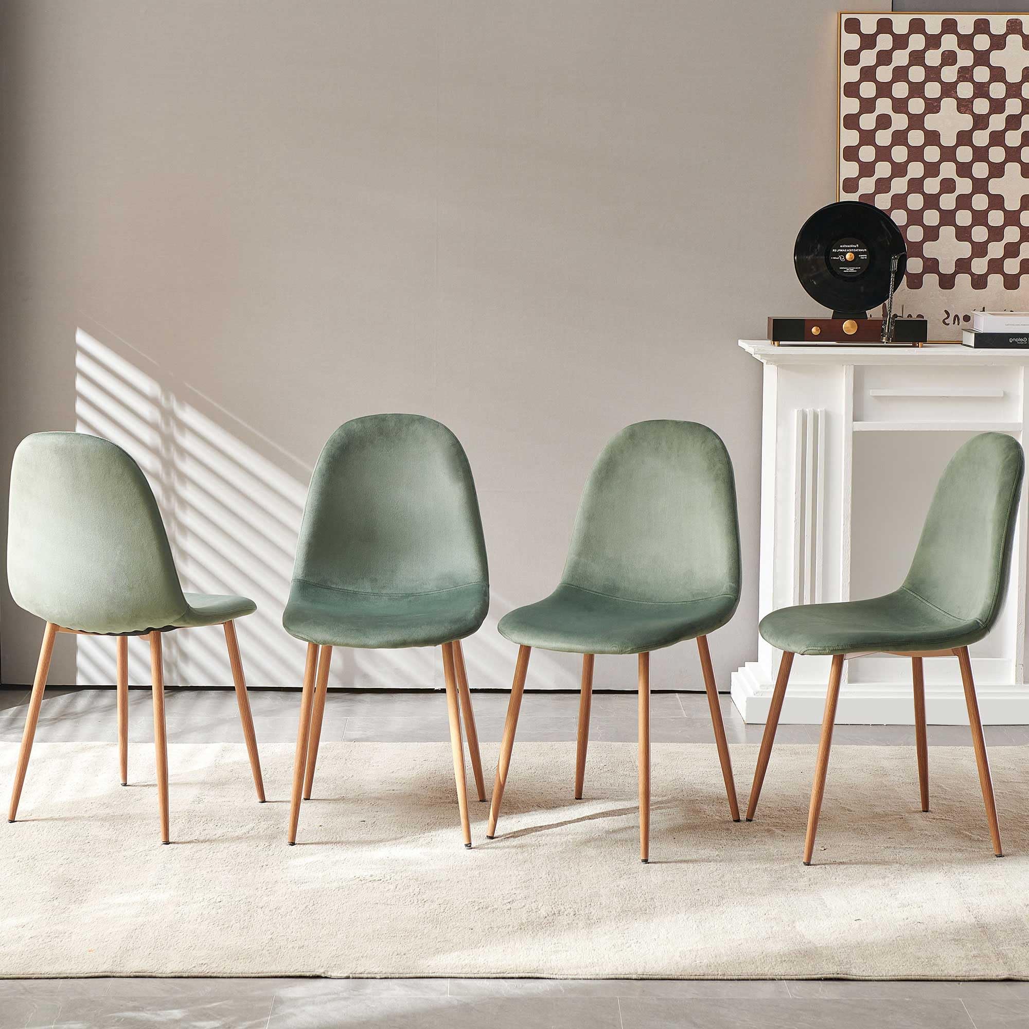 Mid Century Modern Velvet Dining Chairs Set of 4