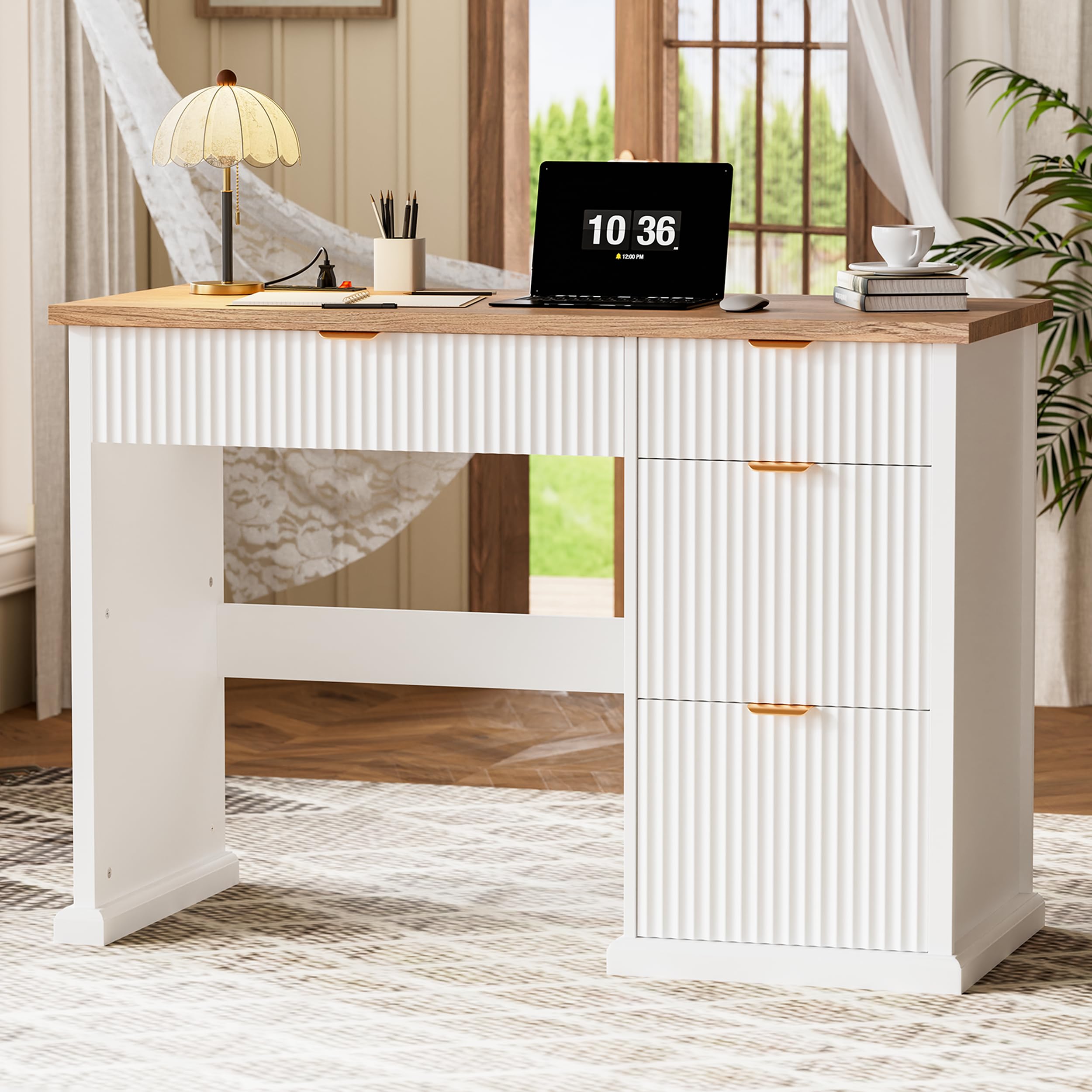 Farmhouse Executive Desk with Charging Station